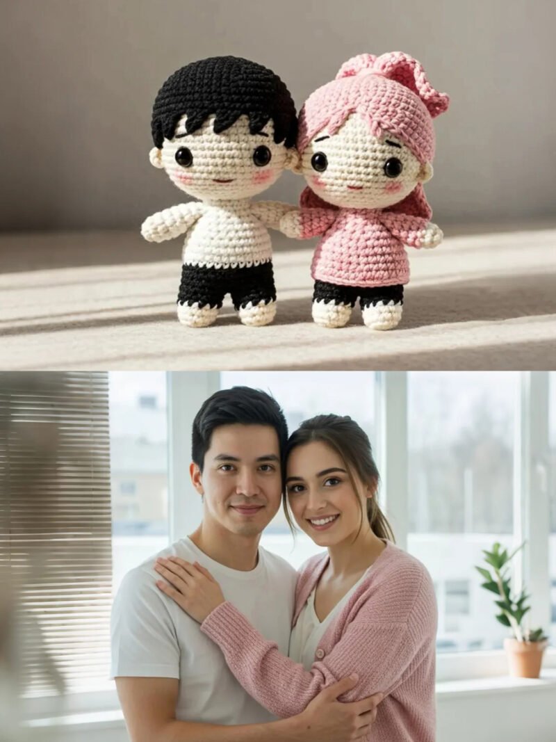 Custom Wedding Couple Crochet Dolls